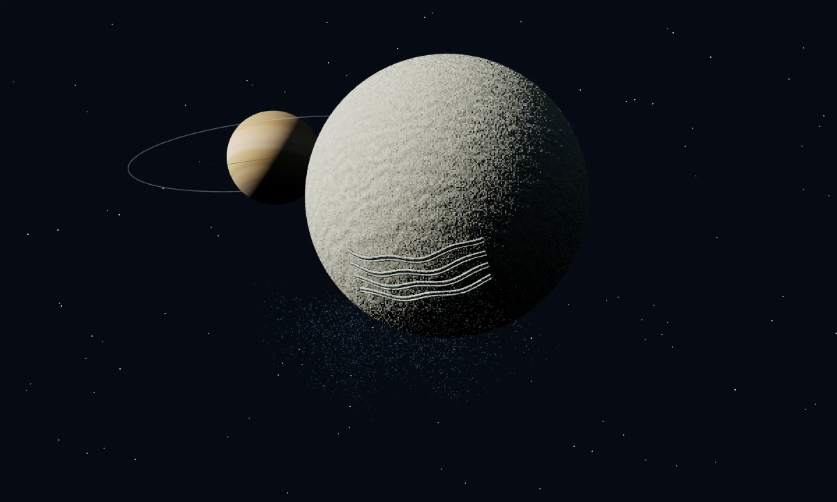 土卫二与冰羽流 · 3D 场景预览