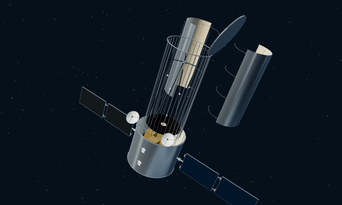 哈勃望远镜与星光成像 · 3D 场景预览