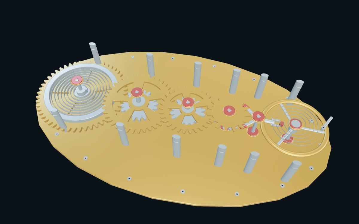 机械钟表擒纵机构 · 3D 场景预览